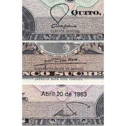 Equateur - Pick 108b_2d - 5 sucres - Série HY - 20/04/1983 - Etat : NEUF