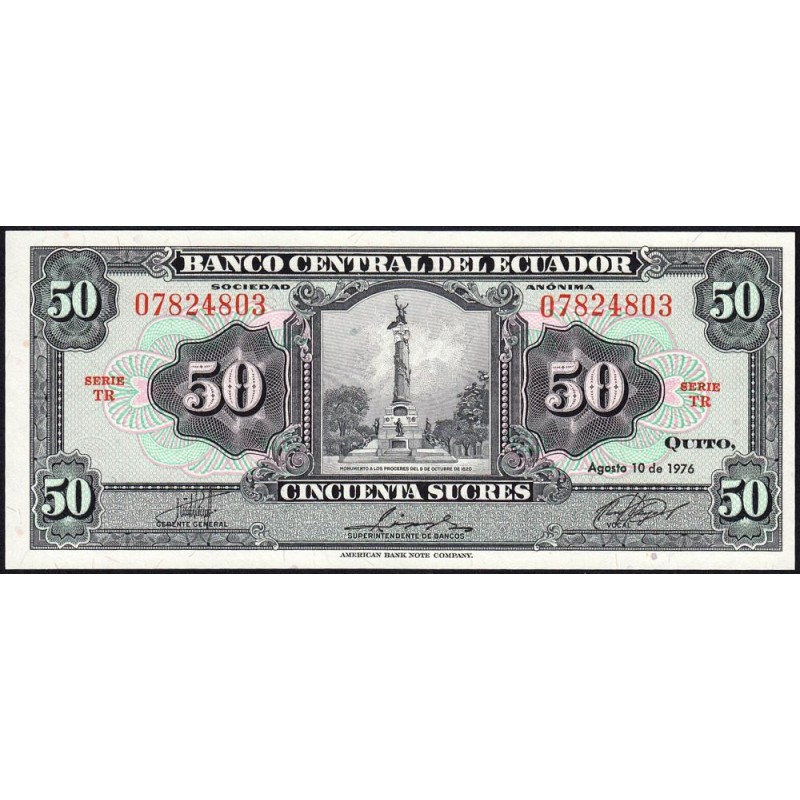 Equateur - Pick 111a_4 - 50 sucres - Série TR - 10/08/1976 - Etat : NEUF