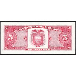 Equateur - Pick 113a_10 - 5 sucres - Série HB - 28/07/1960 - Etat : SPL