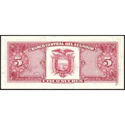 Equateur - Pick 113d_1a - 5 sucres - Série IA - 22/11/1988 - Etat : TTB+