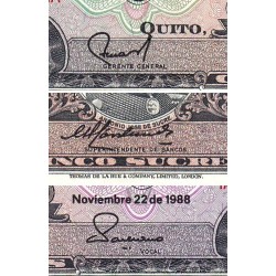 Equateur - Pick 113d_1a - 5 sucres - Série IA - 22/11/1988 - Etat : TTB+