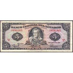 Equateur - Pick 113d_1a - 5 sucres - Série IA - 22/11/1988 - Etat : TB