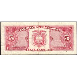 Equateur - Pick 113d_1a - 5 sucres - Série IA - 22/11/1988 - Etat : TB