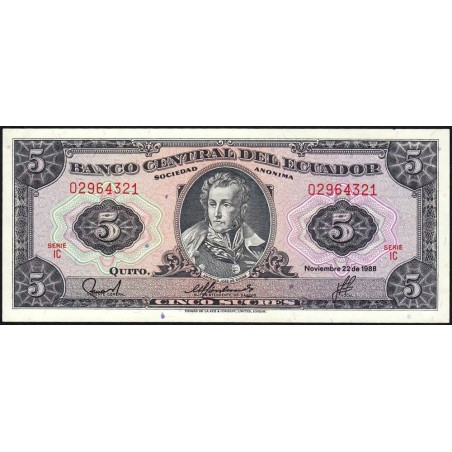 Equateur - Pick 113d_1c - 5 sucres - Série IC - 22/11/1988 - Etat : SPL+