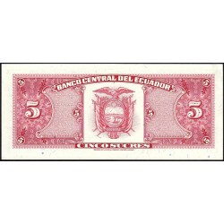 Equateur - Pick 113d_1c - 5 sucres - Série IC - 22/11/1988 - Etat : SPL+