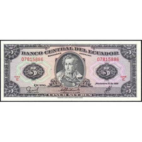 Equateur - Pick 113d_1c - 5 sucres - Série IC - 22/11/1988 - Etat : NEUF