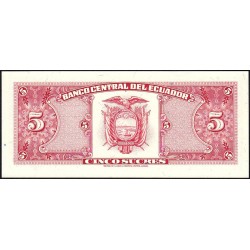 Equateur - Pick 113d_1d - 5 sucres - Série ID - 22/11/1988 - Etat : NEUF