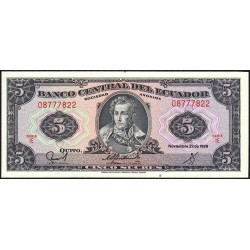 Equateur - Pick 113d_1e - 5 sucres - Série IE - 22/11/1988 - Etat : NEUF
