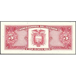 Equateur - Pick 113d_1e - 5 sucres - Série IE - 22/11/1988 - Etat : NEUF
