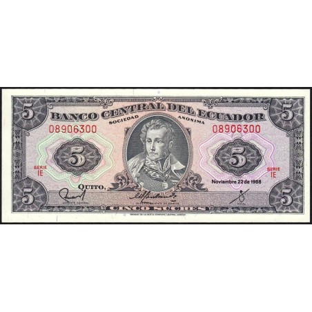 Equateur - Pick 113d_1e - 5 sucres - Série IE - 22/11/1988 - Etat : SPL+