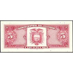 Equateur - Pick 113d_1e - 5 sucres - Série IE - 22/11/1988 - Etat : SPL+