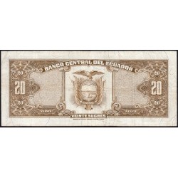 Equateur - Pick 115a_1 - 20 sucres - Série JU - 07/06/1961 - Etat : TB+