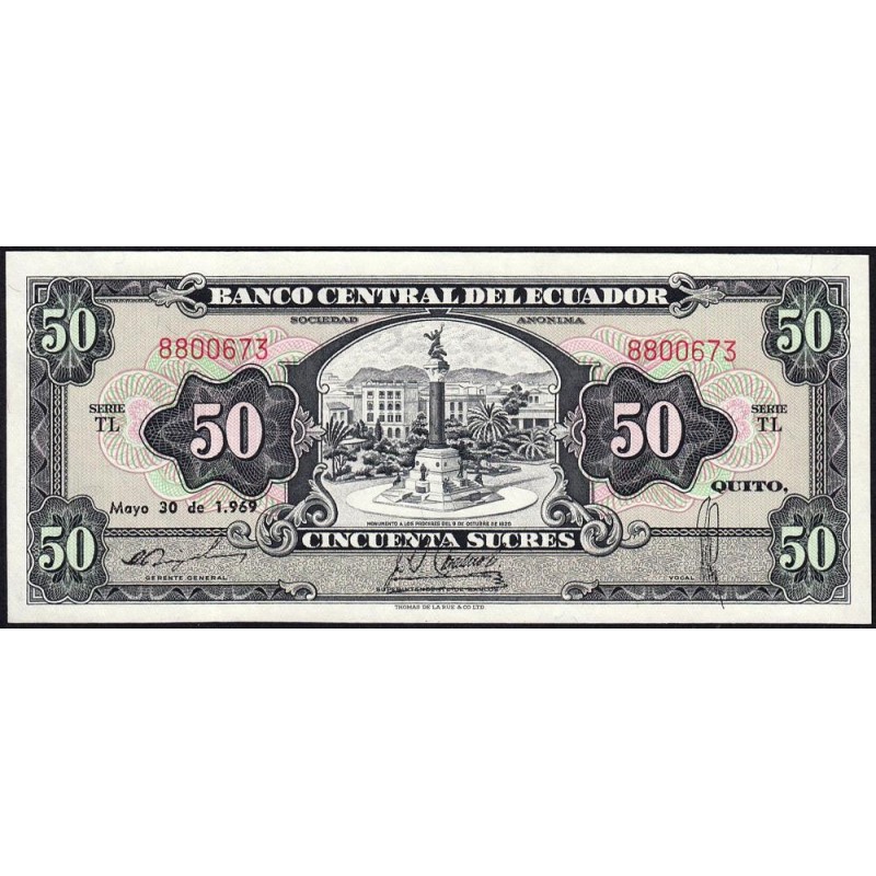 Equateur - Pick 116d_2a - 50 sucres - Série TL - 30/05/1969 - Etat : NEUF