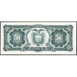 Equateur - Pick 116d_2a - 50 sucres - Série TL - 30/05/1969 - Etat : NEUF