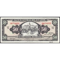 Equateur - Pick 116d_3c - 50 sucres - Série TQ - 17/07/1974 - Etat : TTB