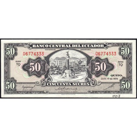 Equateur - Pick 116d_3c - 50 sucres - Série TQ - 17/07/1974 - Etat : TTB