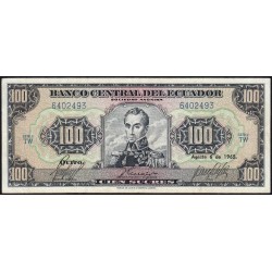 Equateur - Pick 117a_10 - 100 sucres - Série TW - 06/08/1965 - Etat : TTB