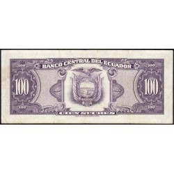 Equateur - Pick 117a_10 - 100 sucres - Série TW - 06/08/1965 - Etat : TTB