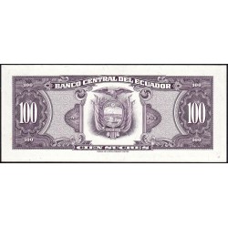 Equateur - Pick 118b_1g - 100 sucres - Série UN - 10/08/1976 - Etat : SUP