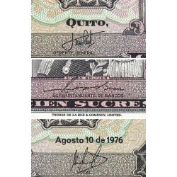 Equateur - Pick 118b_1g - 100 sucres - Série UN - 10/08/1976 - Etat : SUP