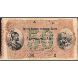 Credito Agricolo Industriale Sardo - Pick S 927 - 50 lire - Série A/L - 01/03/1874 - Etat : TB+
