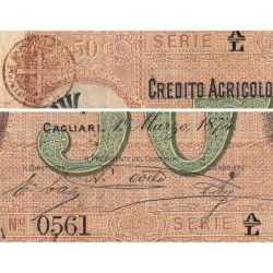 Credito Agricolo Industriale Sardo - Pick S 927 - 50 lire - Série A/L - 01/03/1874 - Etat : TB+