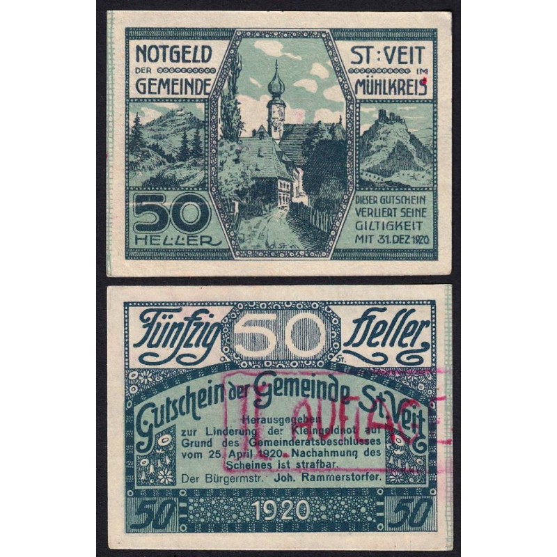 Autriche - Notgeld - St-Veit-im-Mühlhreis - 50 heller - Type f - 25/04/1920 - Etat : pr.NEUF