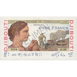 Djibouti - Pick 19As - 100 francs - Série O.00 - 1946 - Spécimen - Etat : SPL+