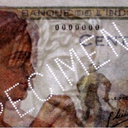 Djibouti - Pick 19As - 100 francs - Série O.00 - 1946 - Spécimen - Etat : SPL+