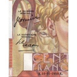 F 28-28 - 16/11/1950 - 100 francs - Jeune Paysan - Série H.386 - Etat : SPL