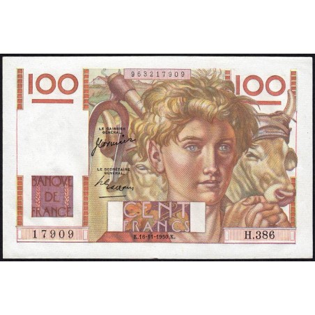 F 28-28 - 16/11/1950 - 100 francs - Jeune Paysan - Série H.386 - Etat : SPL