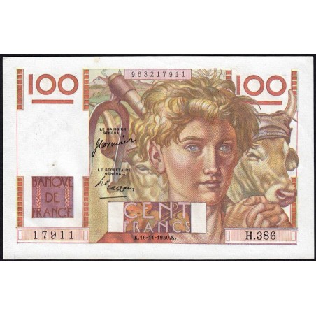 F 28-28 - 16/11/1950 - 100 francs - Jeune Paysan - Série H.386 - Etat : SPL