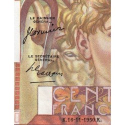 F 28-28 - 16/11/1950 - 100 francs - Jeune Paysan - Série H.386 - Etat : SPL