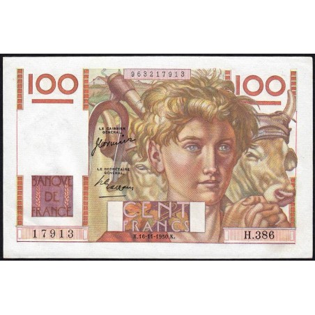 F 28-28 - 16/11/1950 - 100 francs - Jeune Paysan - Série H.386 - Etat : SUP+