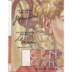 F 28-28 - 16/11/1950 - 100 francs - Jeune Paysan - Série H.386 - Etat : SUP+