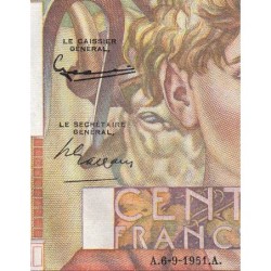 F 28-29 - 06/09/1951 - 100 francs - Jeune Paysan - Série O.395 - Etat : SUP