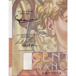 F 28-29 - 06/09/1951 - 100 francs - Jeune Paysan - Série O.395 - Etat : SPL