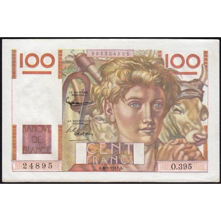 F 28-29 - 06/09/1951 - 100 francs - Jeune Paysan - Série O.395 - Etat : SUP