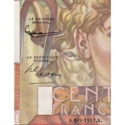 F 28-29 - 06/09/1951 - 100 francs - Jeune Paysan - Série O.395 - Etat : SUP