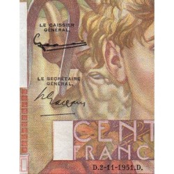 F 28-30 - 02/11/1951 - 100 francs - Jeune Paysan - Série Y.410 - Etat : SPL+