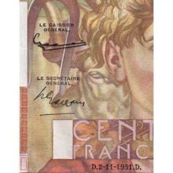 F 28-30 - 02/11/1951 - 100 francs - Jeune Paysan - Série Y.410 - Etat : SPL+