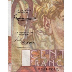 F 28-30 - 02/11/1951 - 100 francs - Jeune Paysan - Série Y.410 - Etat : SPL+