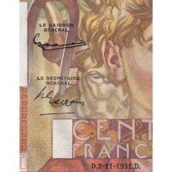 F 28-30 - 02/11/1951 - 100 francs - Jeune Paysan - Série Y.410 - Etat : SPL+