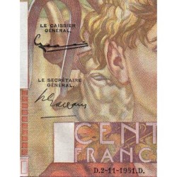 F 28-30 - 02/11/1951 - 100 francs - Jeune Paysan - Série Y.410 - Etat : SPL