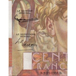 F 28-30 - 02/11/1951 - 100 francs - Jeune Paysan - Série Y.410 - Etat : TB+