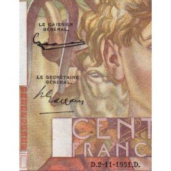 F 28-30 - 02/11/1951 - 100 francs - Jeune Paysan - Série Y.410 - Etat : SUP+