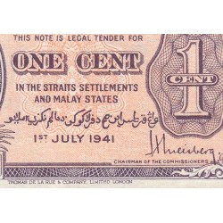 Malaisie Britannique - Pick 6 - 1 cent - 01/07/1941 - Etat : SUP