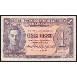 Malaisie Britannique - Pick 6 - 1 cent - 01/07/1941 - Etat : SUP