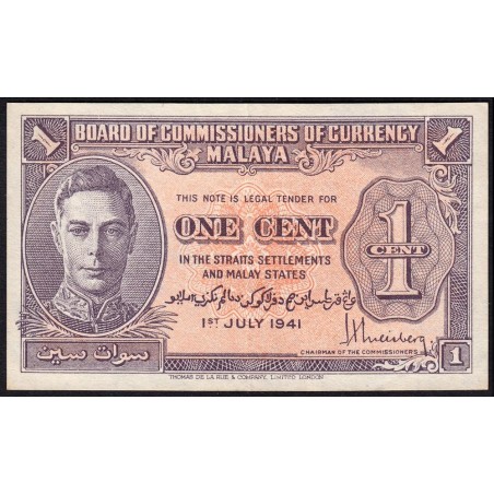 Malaisie Britannique - Pick 6 - 1 cent - 01/07/1941 - Etat : SUP