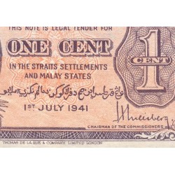 Malaisie Britannique - Pick 6 - 1 cent - 01/07/1941 - Etat : SUP